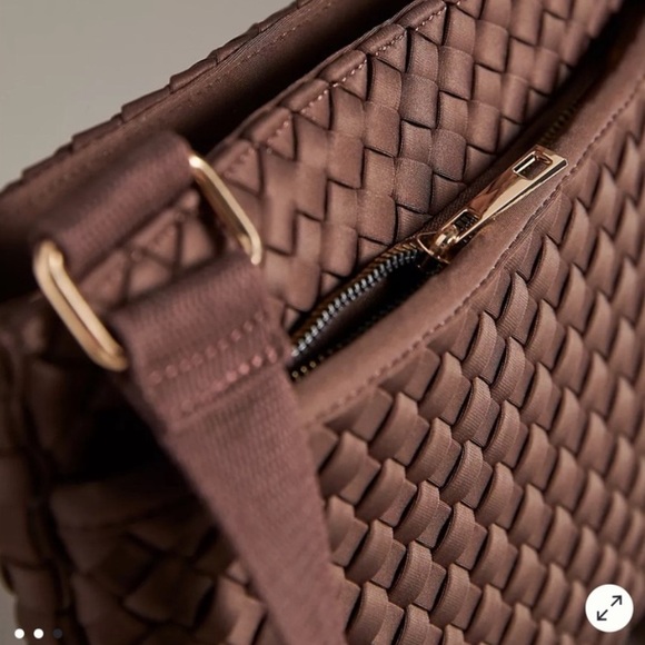 NWT Daily Practice by Anthropologie, Brown Woven Neoprene Crossbody Bag - Picture 2 of 7